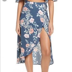 Leith floral print wrap skirt